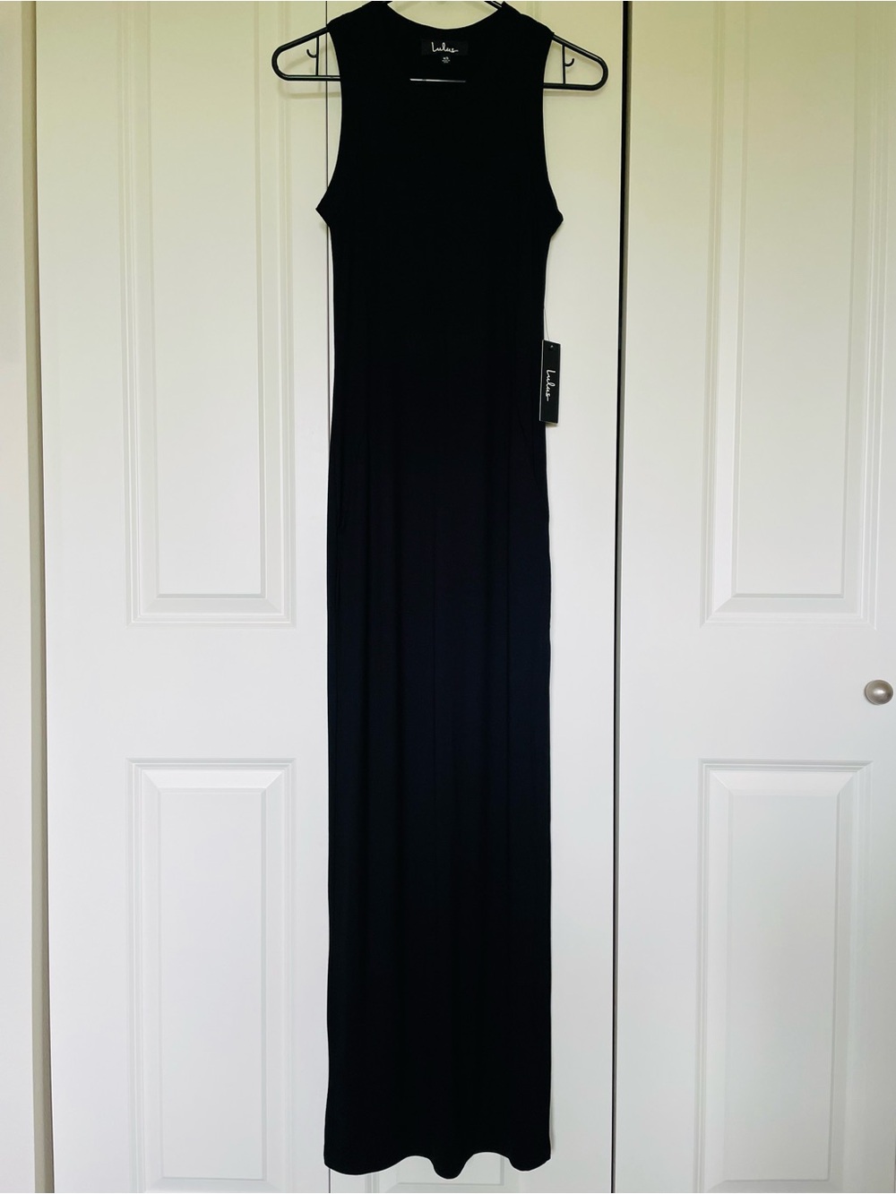 Lulus Shield and Sword Black Sleeveless Maxi Dress With Pockets Sz XS